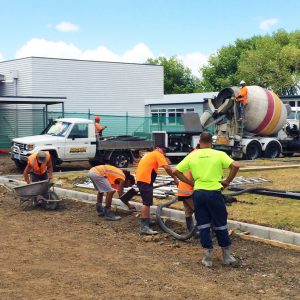 Bedrock concrete pumping in action.