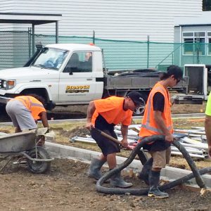 Bedrock concrete pumping in action.